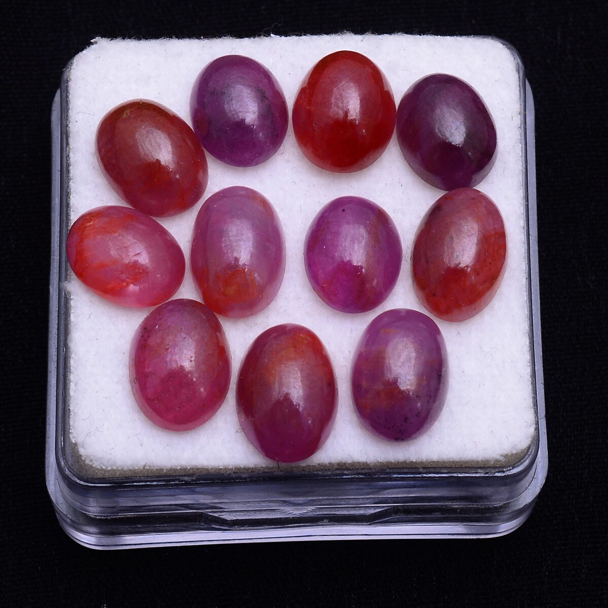 11 Pcs Natural Ruby 9.05mm-10.21mm Oval Cabochon Untreated Red Loose Gemstones