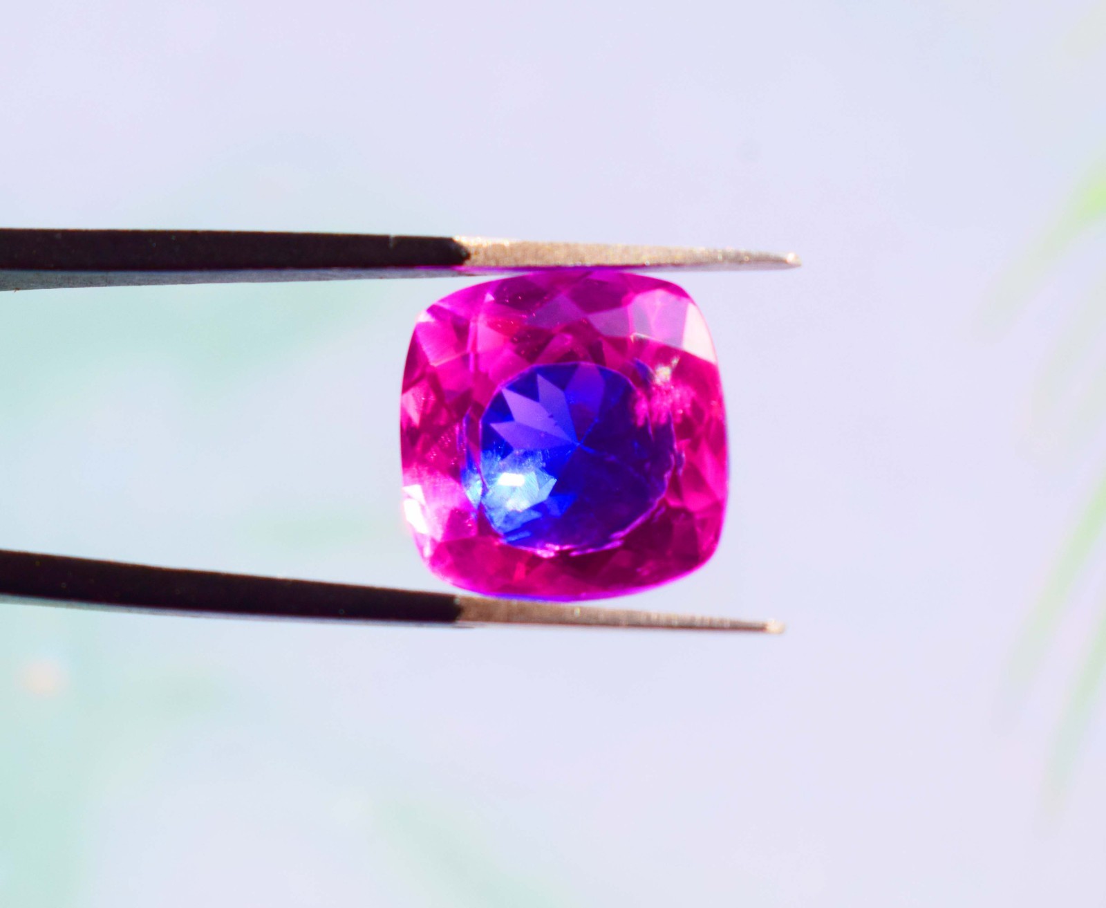 Natural Bicolor Pitambari Sapphire Gemstone 12Ct Cushion cut Loose Pitambari Gem