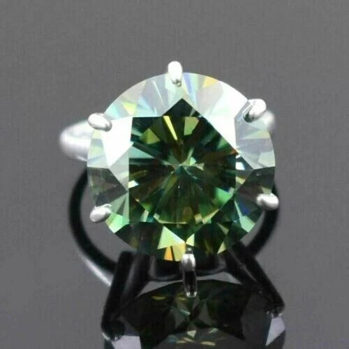 Certified Round Cut Blue Diamond Solitaire Ring in 925 Silver 6.20 Ct, Treated