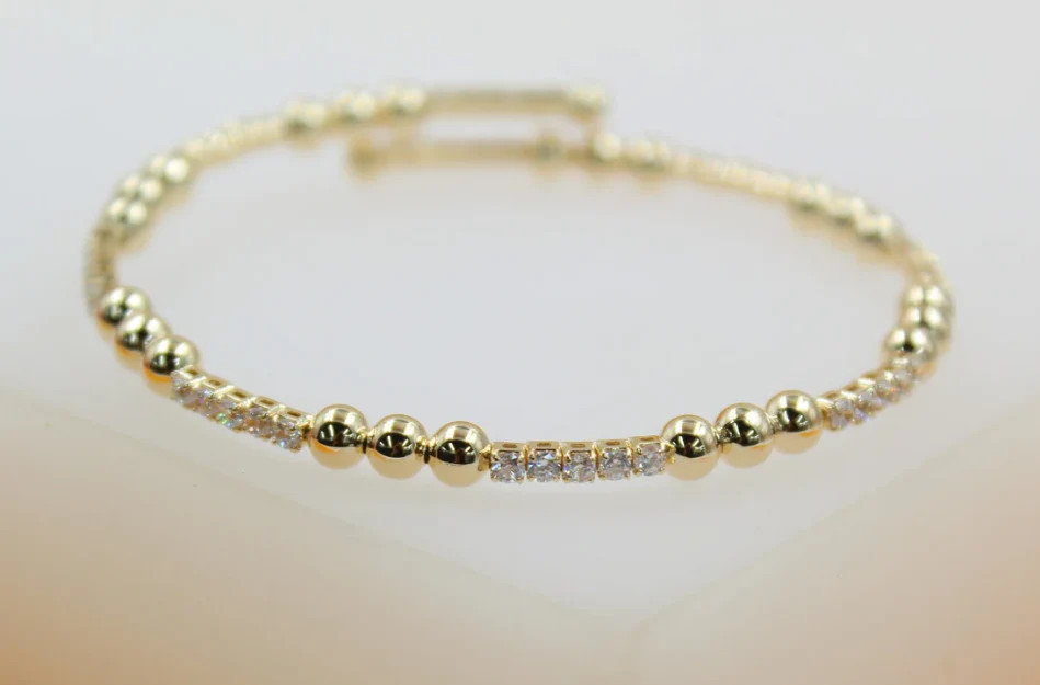 18K Gold Filled CZ Beaded Bracelet (B59)