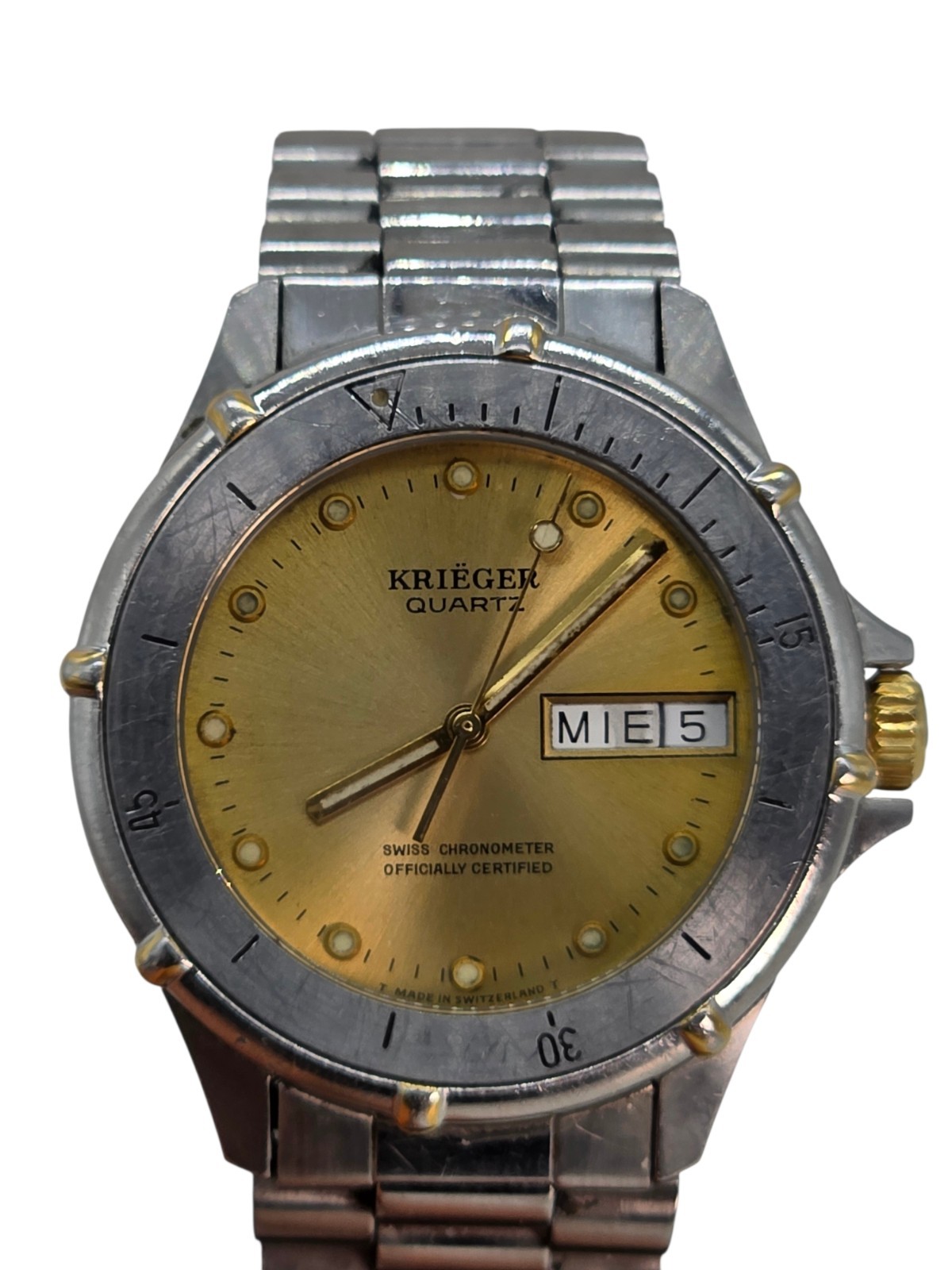 Krieger M882 Watch Stainless Steel Certified Swiss Chronometer Day Date New Batt