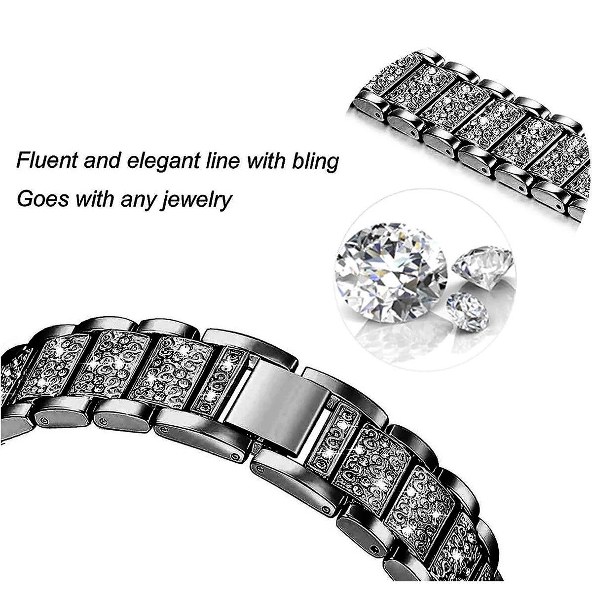 Diamond Metal Strap + Case for Samsung Galaxy Watch 4 5 6 7 40mm 44mm Band Women