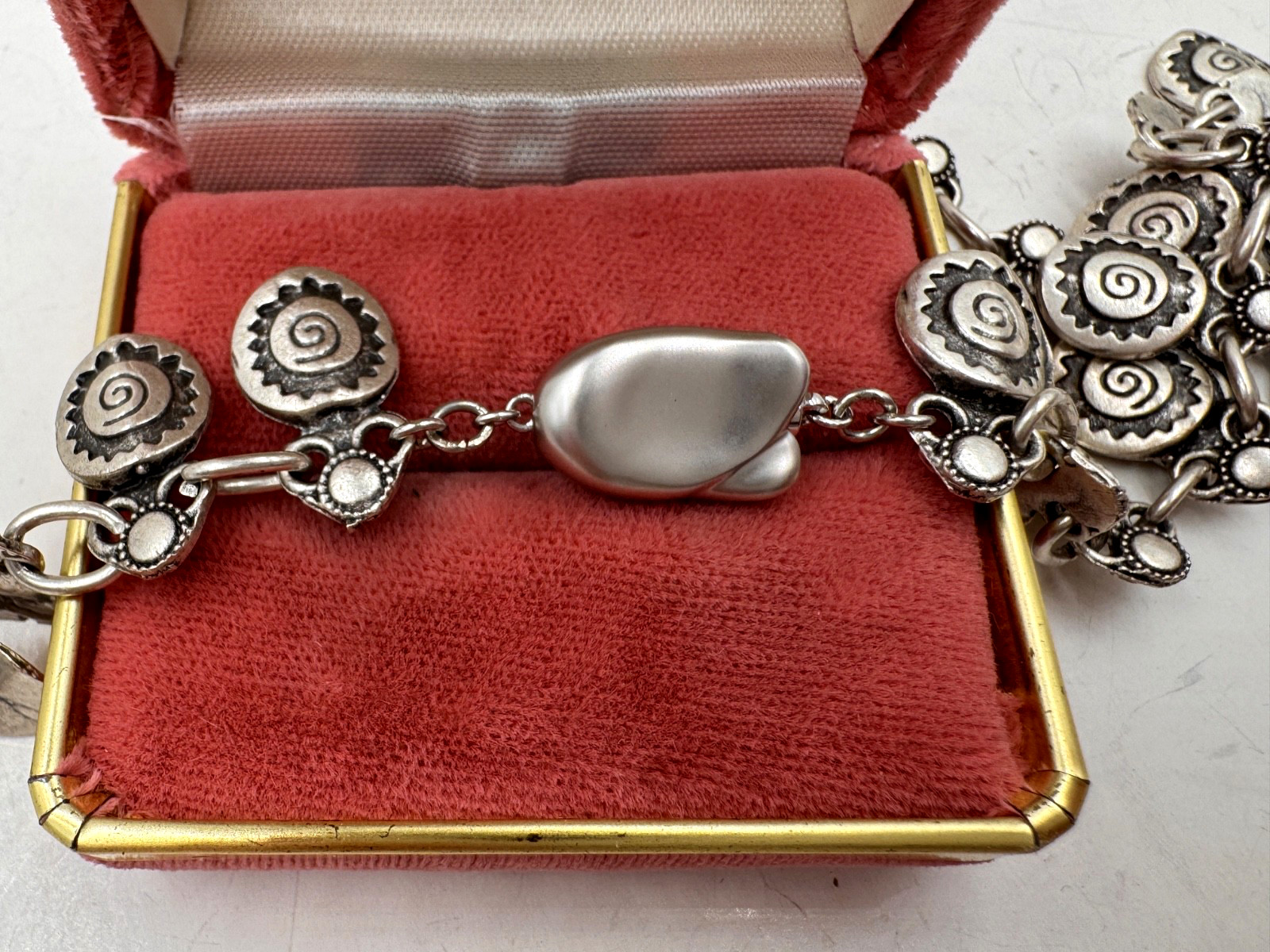 GORG VINTAGE SAUTOIR ART DECO SILVER TN NECKLACE ZIPPER DESIGN XL LONG WRAP ARND