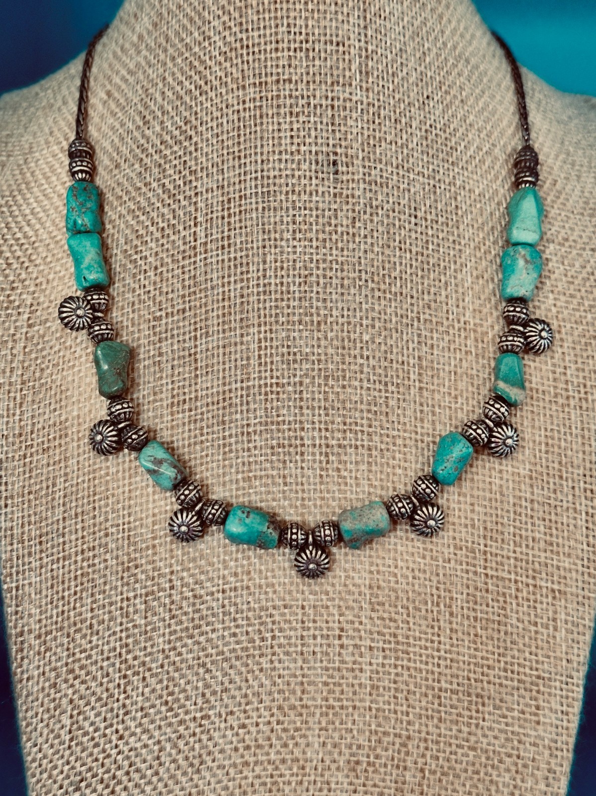 Brighton Vtg Necklace Turquoise Magnesite Stones Silver Tone Southwestern Signed