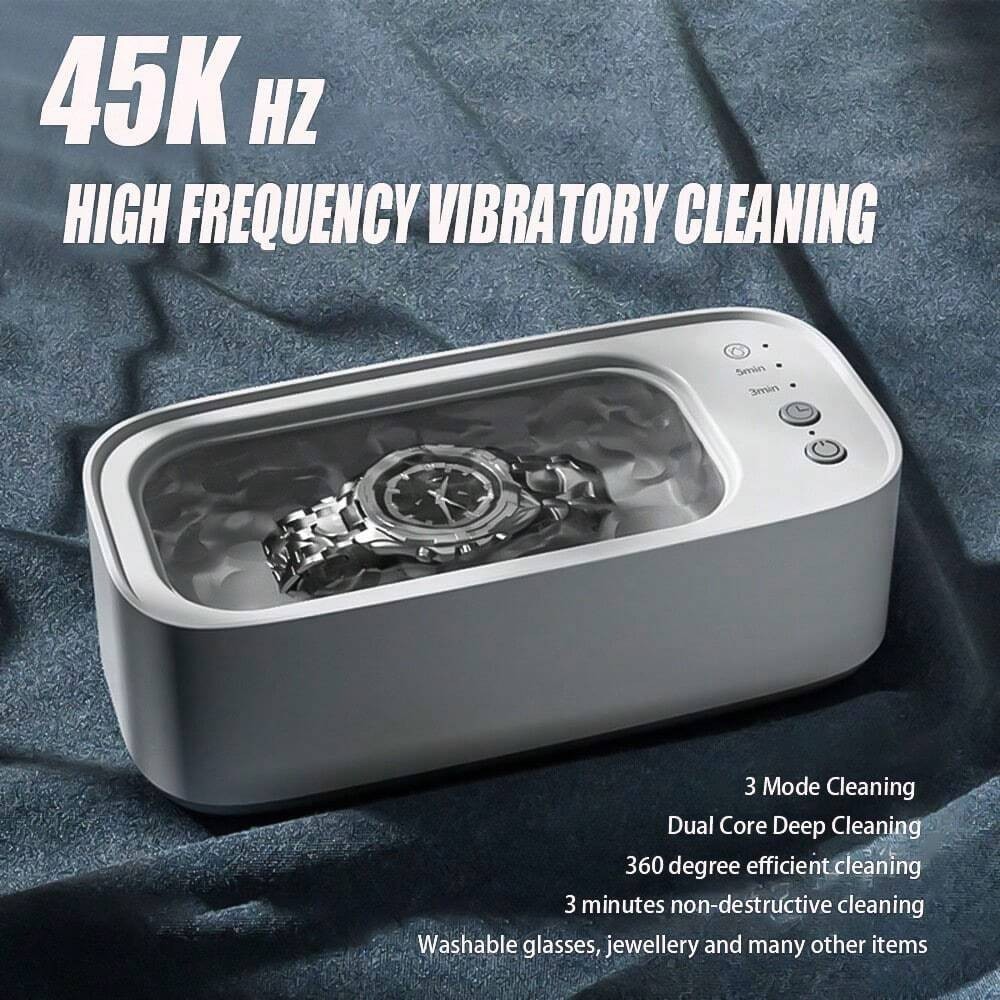 New Ultrasonic Jewelry Cleaner Machine 3 Mode Glasses Ring Earring Cleaner