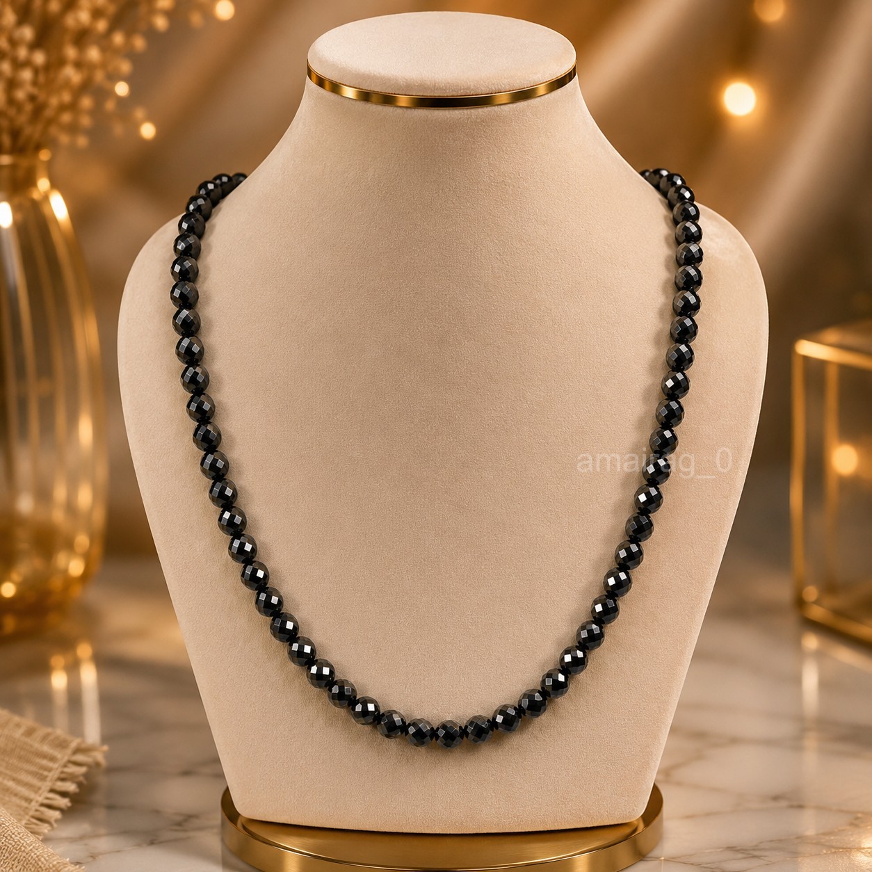 Black Diamond Necklace 5mm 28″ Inch Round Faceted Rare Carbonado AAA Certified
