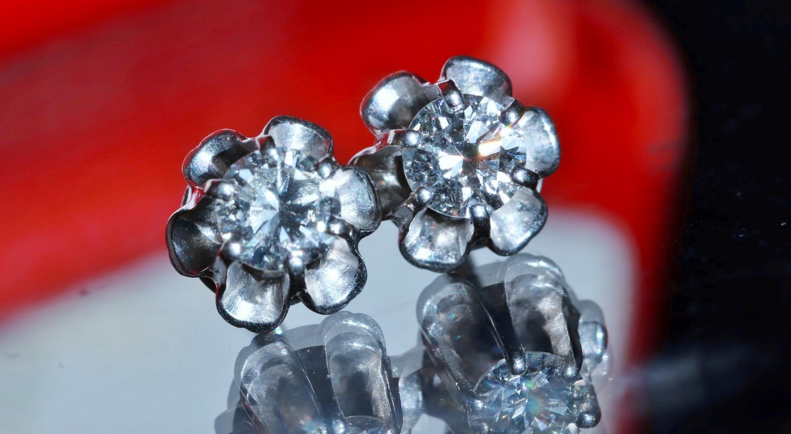 14k white gold earrings 0.50ct natural diamond screwback flower stud 1.95g N3762