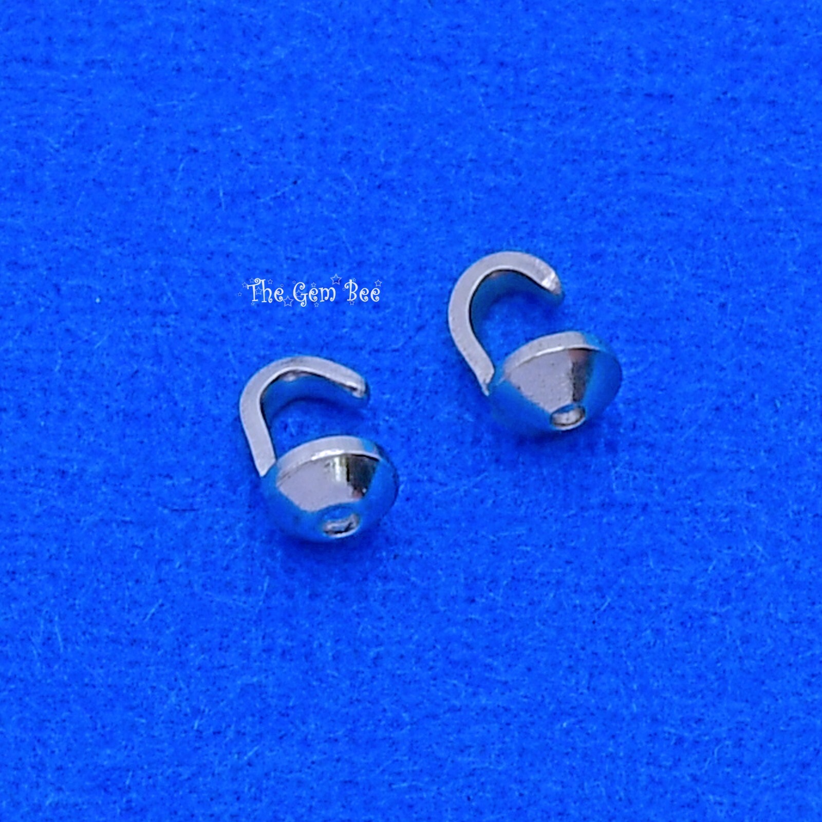 14K Solid White Gold Crimp Hook Bead Tip Cup End Findings Quantity: (2)