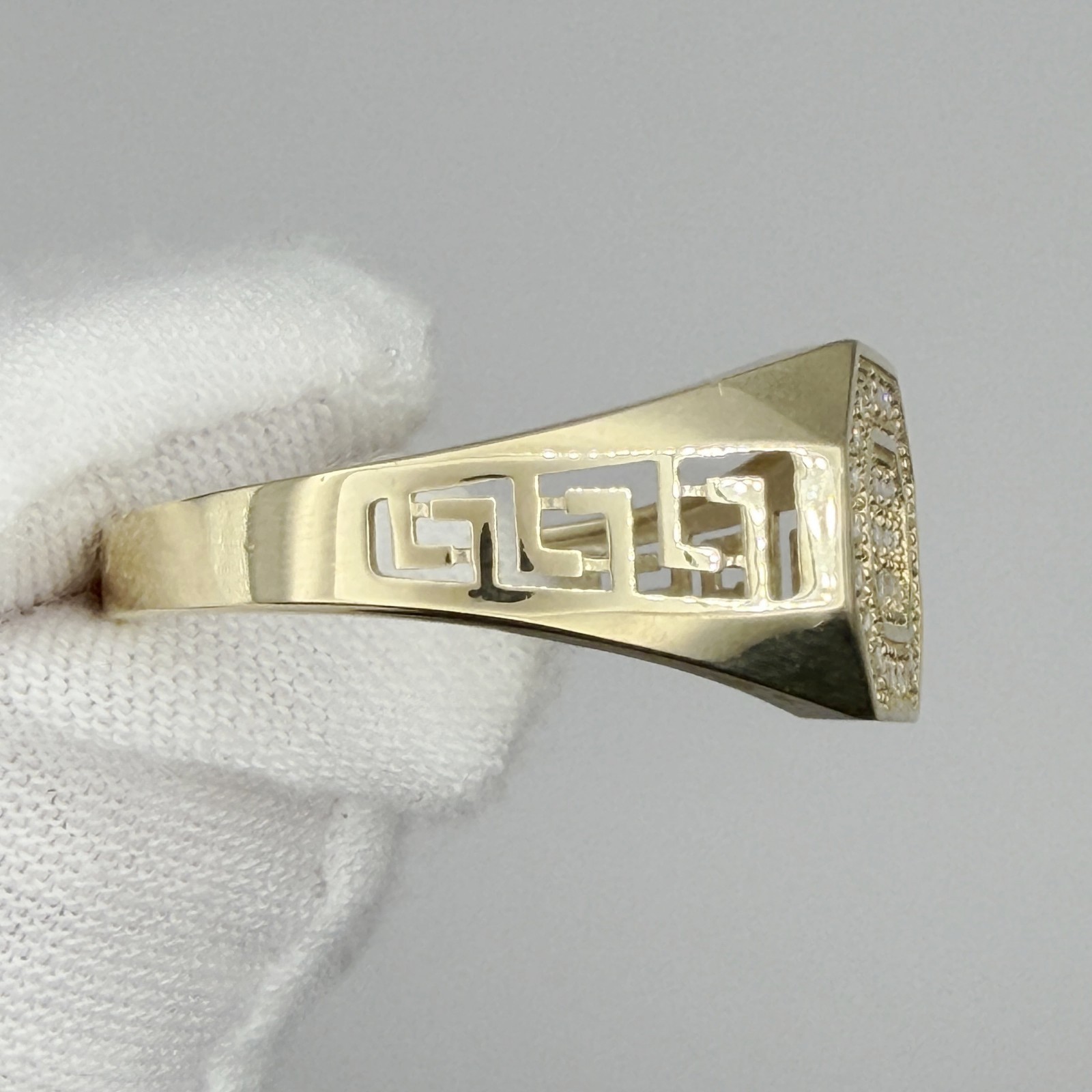10k Yellow Gold Men Cubic-Zirconia Octagon Head Ring Jewelry Gift For Him