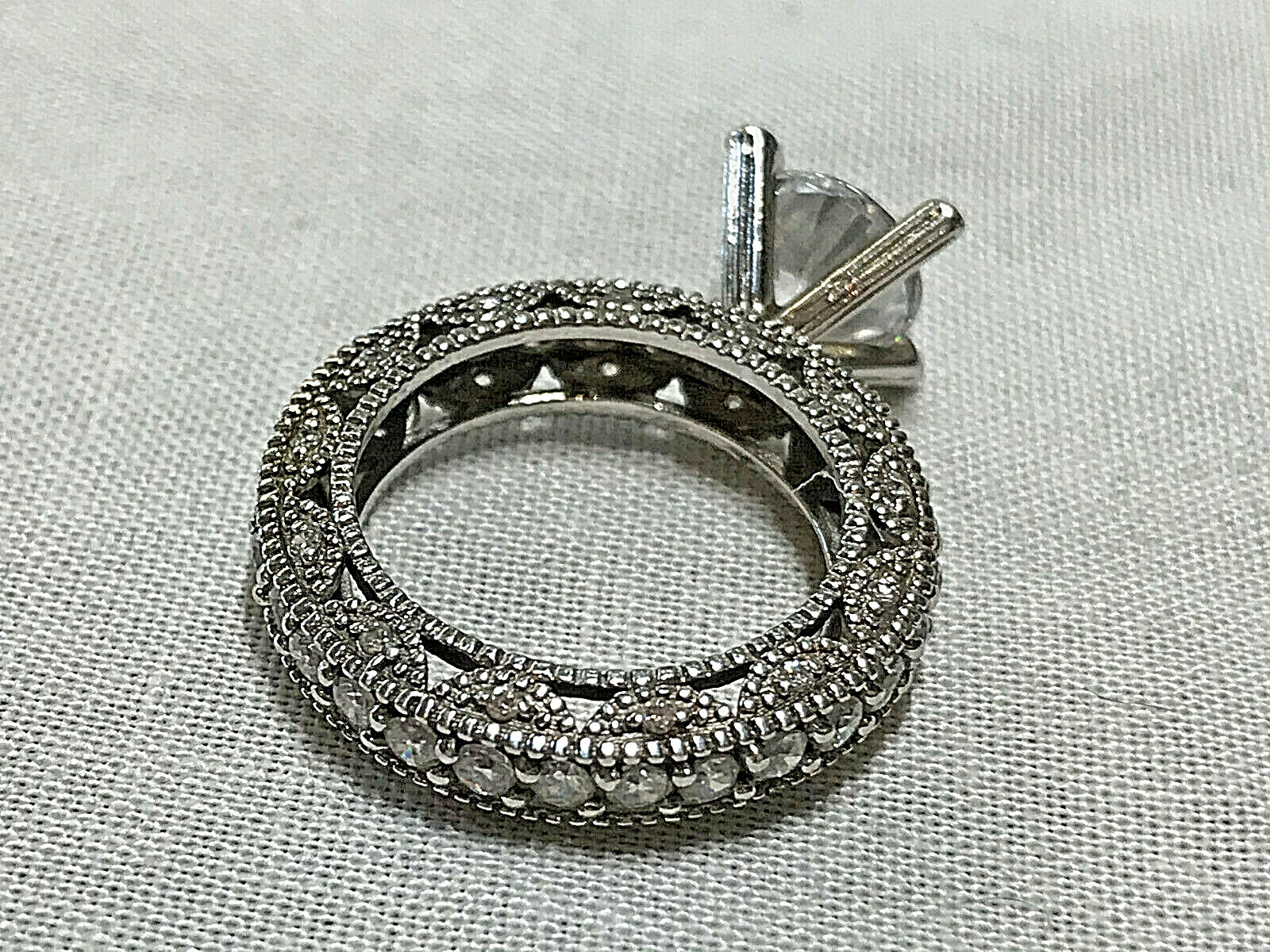 Sterling Silver Ring 5.09g Fine Jewelry Size 5.25 Clear Round Stone Prong