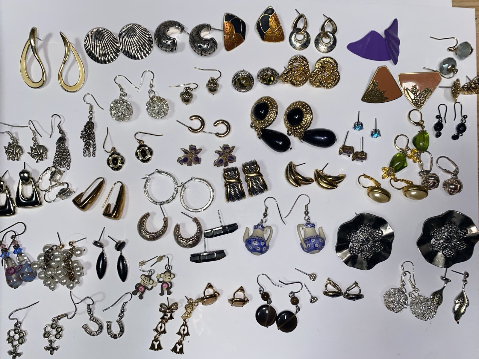 48 Pairs Pierced Earrings Various Types Colors