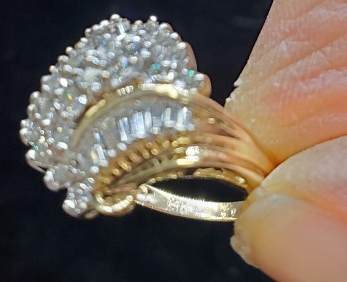 Ladies Diamond Cluster. 14 Karat Yellow Gold. Approx 1 Carat T.W Diamonds….