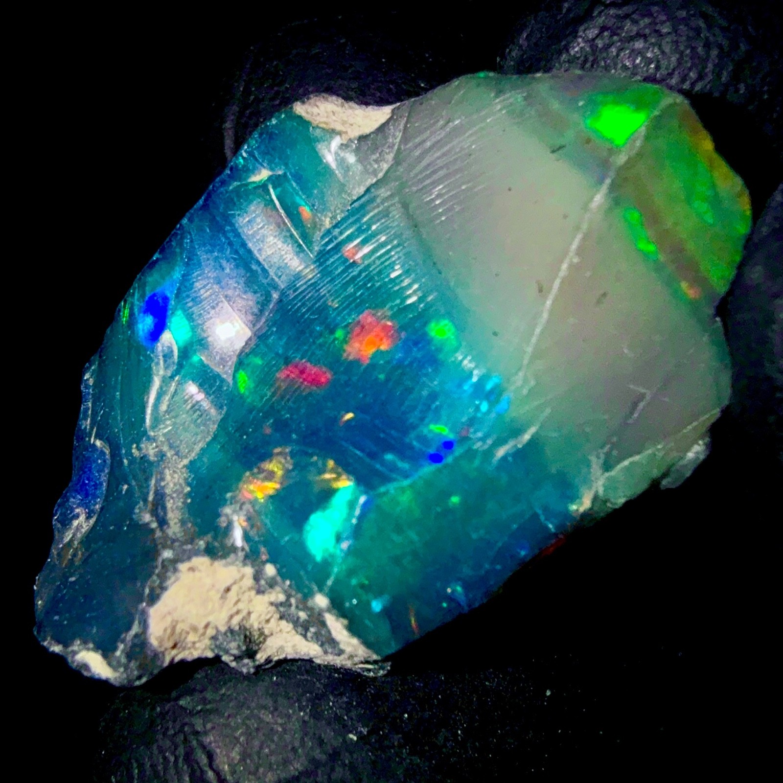Ethiopian Fire Opal gemstone, Black Dry opal, Natural opal rough 24.5Ct 26×20 mm