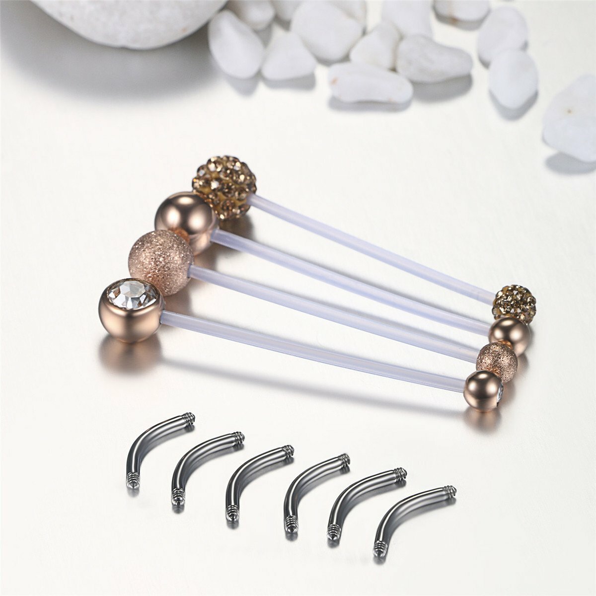 4Pcs 14G Pregnancy Belly Button Rings Sport Maternity Flexible Navel Belly Rings