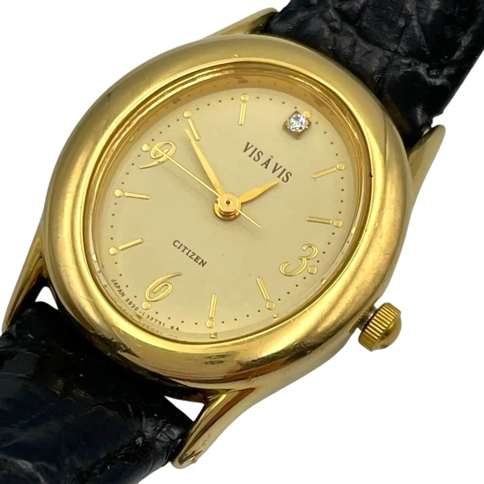 Working New Battery CITIZEN VIS A VIS 5930 344596 Y Quartz QZ 3 Hands Watch Ston