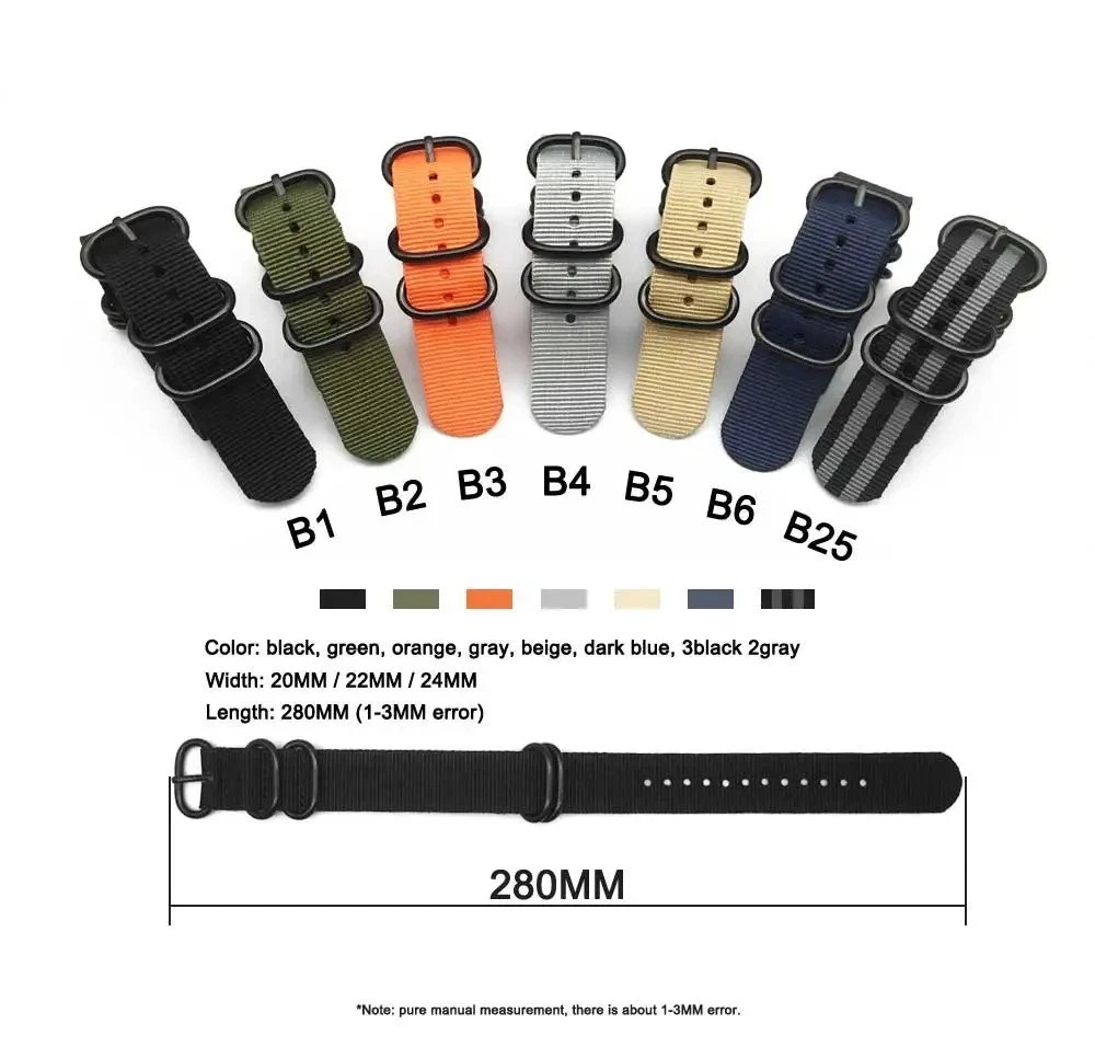 18mm 20mm 22mm Durable Military Woven Nylon Wrist Watch Band Quick Release Strap