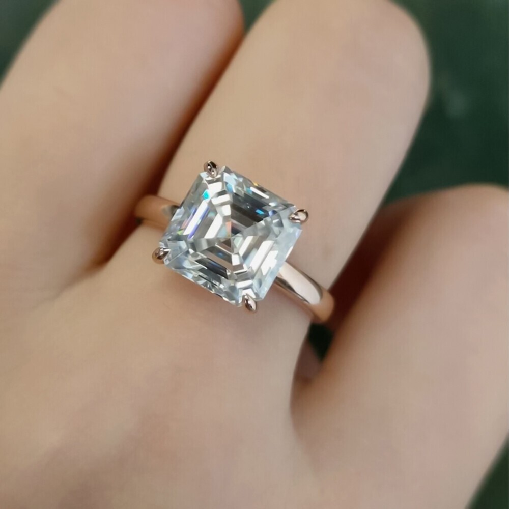 4.90 Ct Certified Asscher Cut Diamond 925 Silver Ring New Year Special Gift