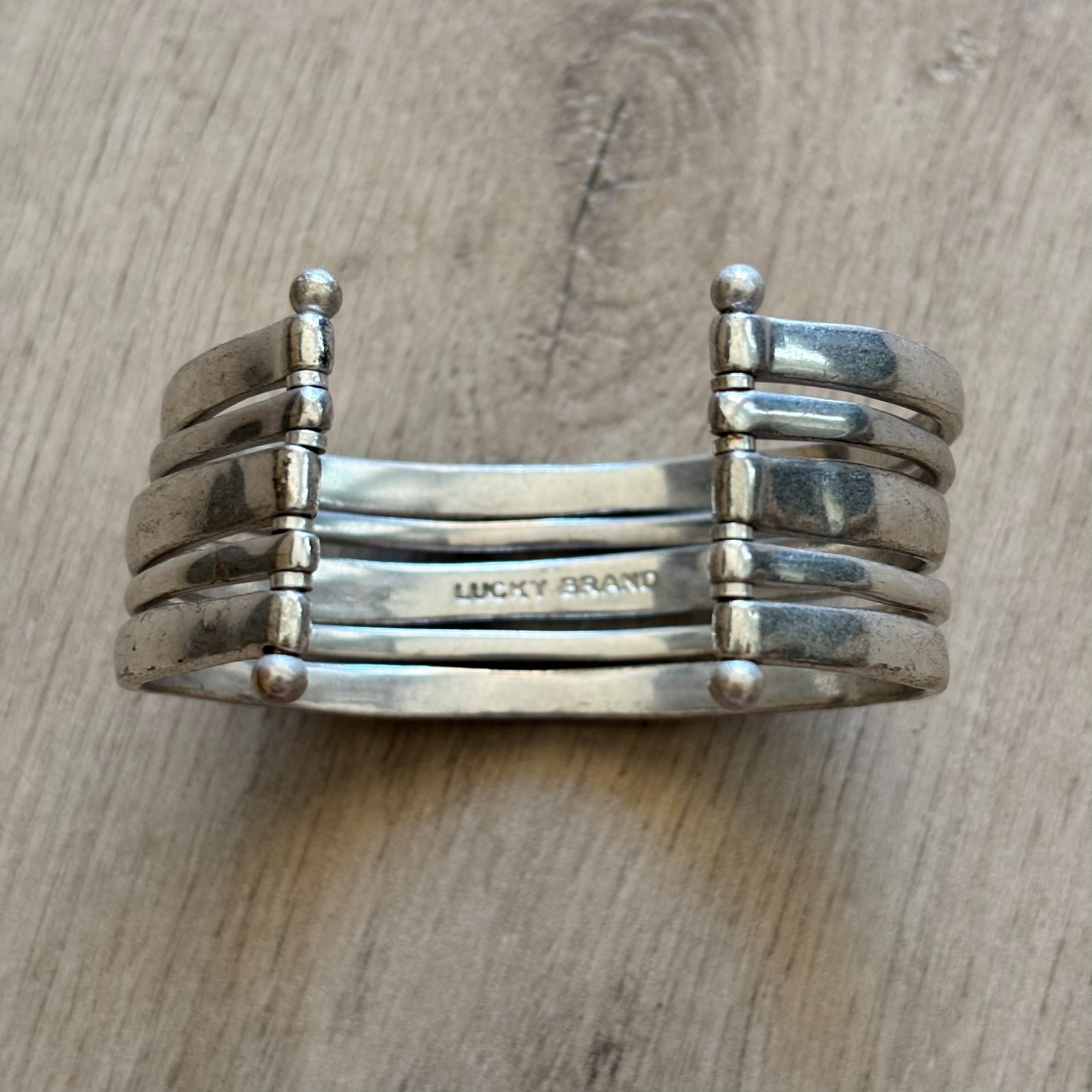 Lucky Brand Silver Toned Cuff Bracelet Women’s Slip-On Multi-Row