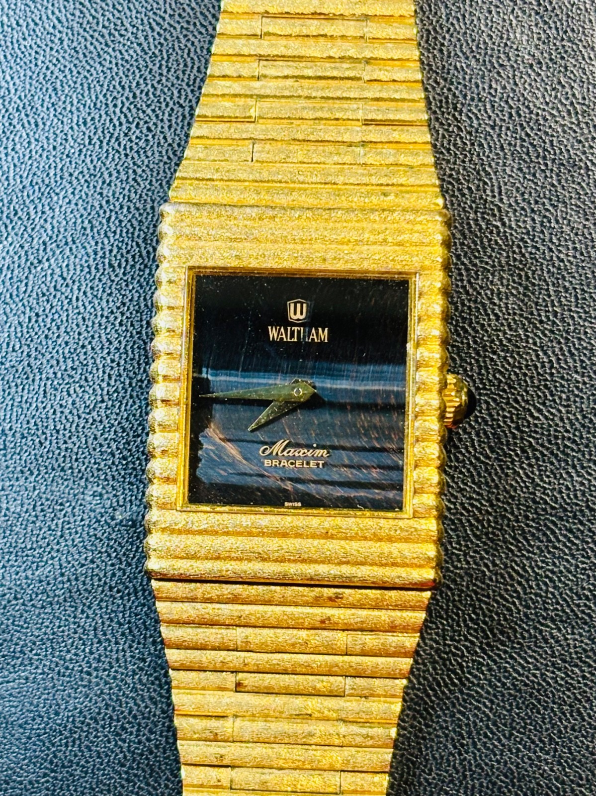 Waltham Maxim Grey Blue Stone Dial Midas Watch with Original Bracelet