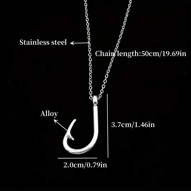 Silver Plated Fishhook Necklace Fishing