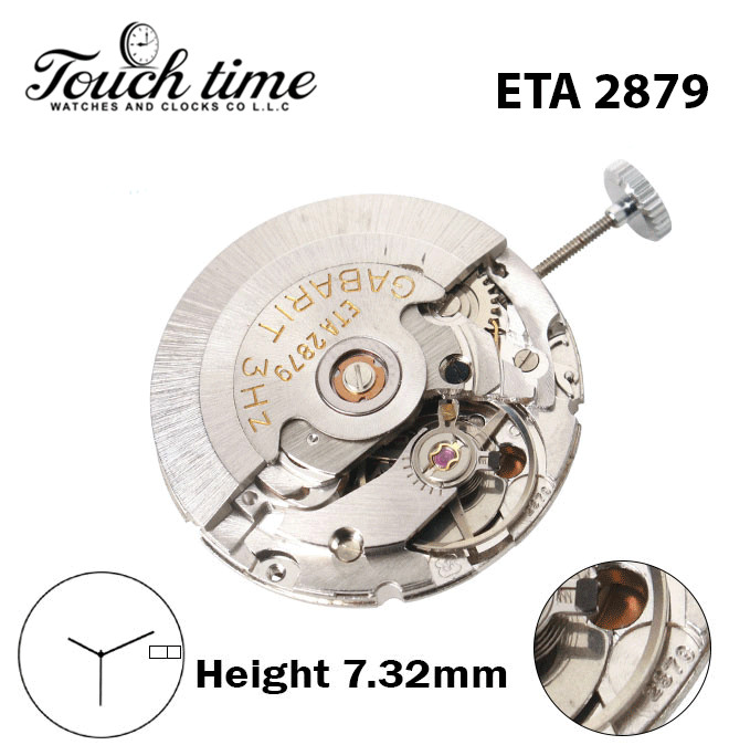 ETA 2879-GABARIT-Swiss Movement-White Date/ Day Disk At 3-H:7.32mm-3 Hands
