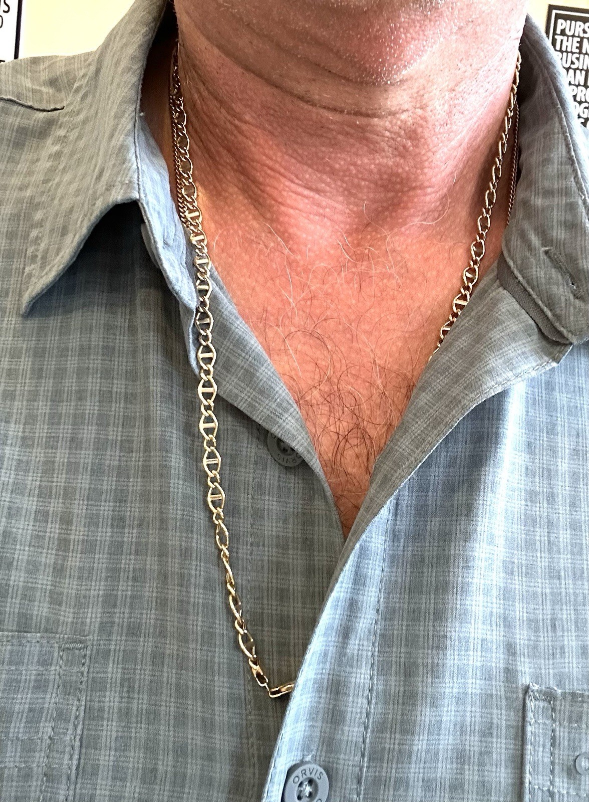 18k 750 Italy Solid Mariner Link 24″ Chain ~ 15.4 Grams ~ 5.4mm