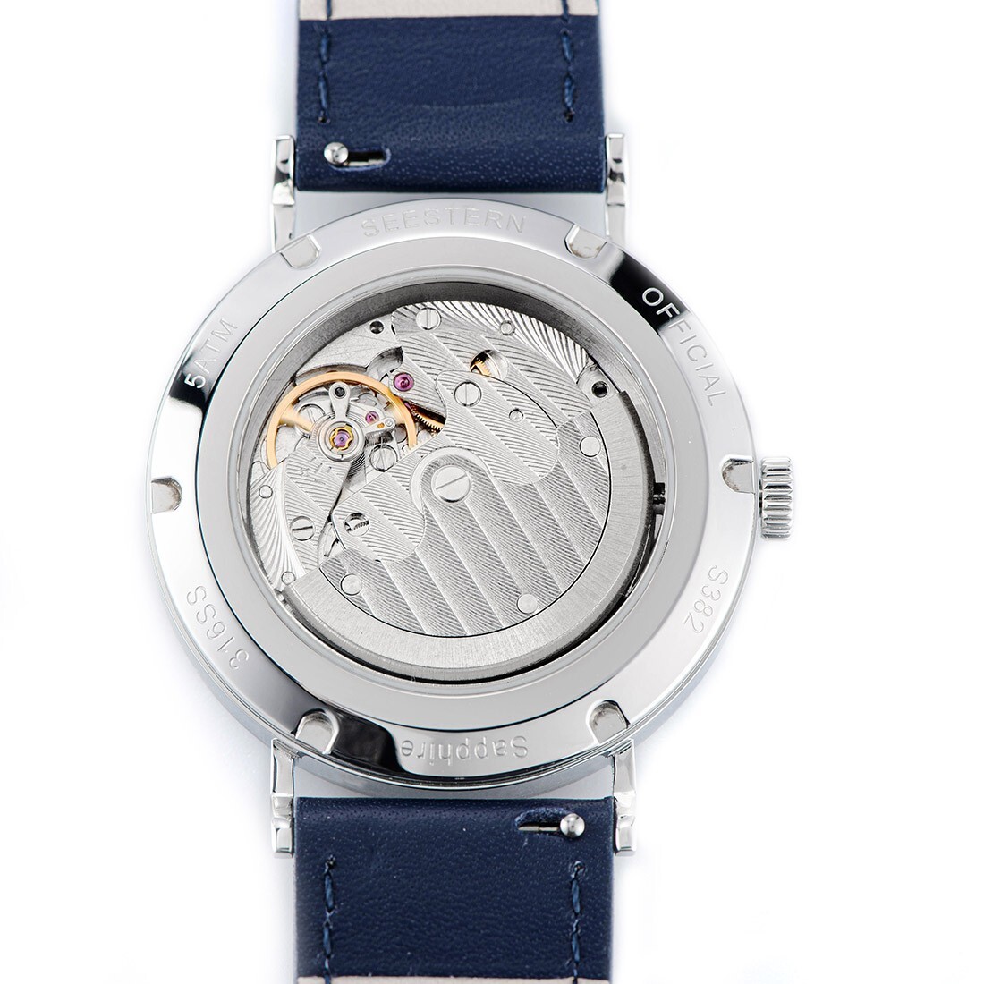 Seestern S382 Mechanical Steel Leather Blue Grey Sapphire Men’s Watch