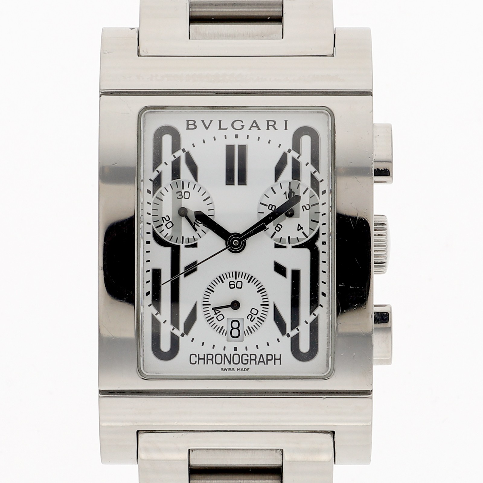 BVLGARI RTC49S Rettangolo white Dial Quartz Stainless Steel Men’s