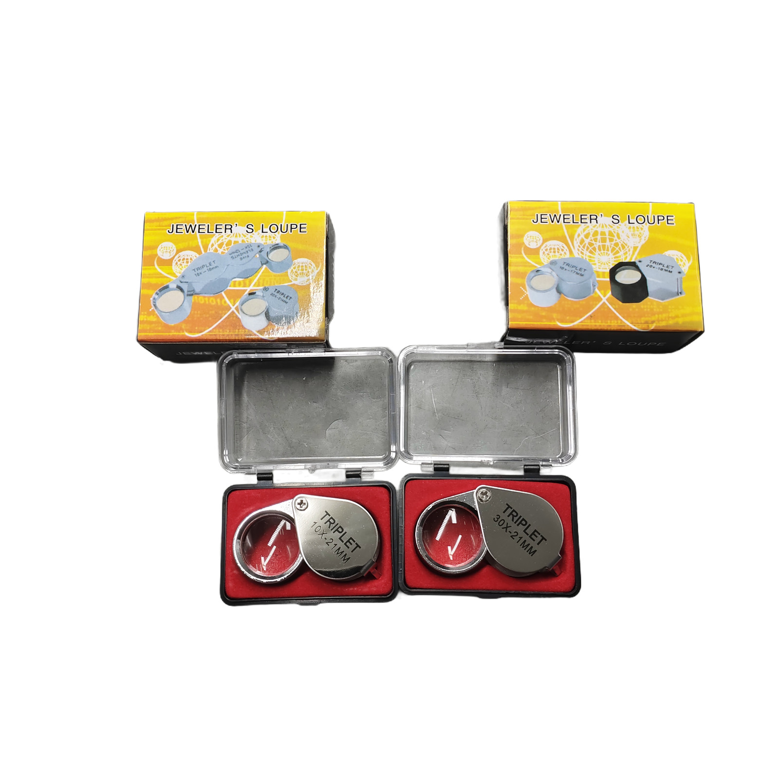 2-Pack 10X+30X Jewelers Jewelry Eye Loupe Set Optical Magnifying Glass Lens USA