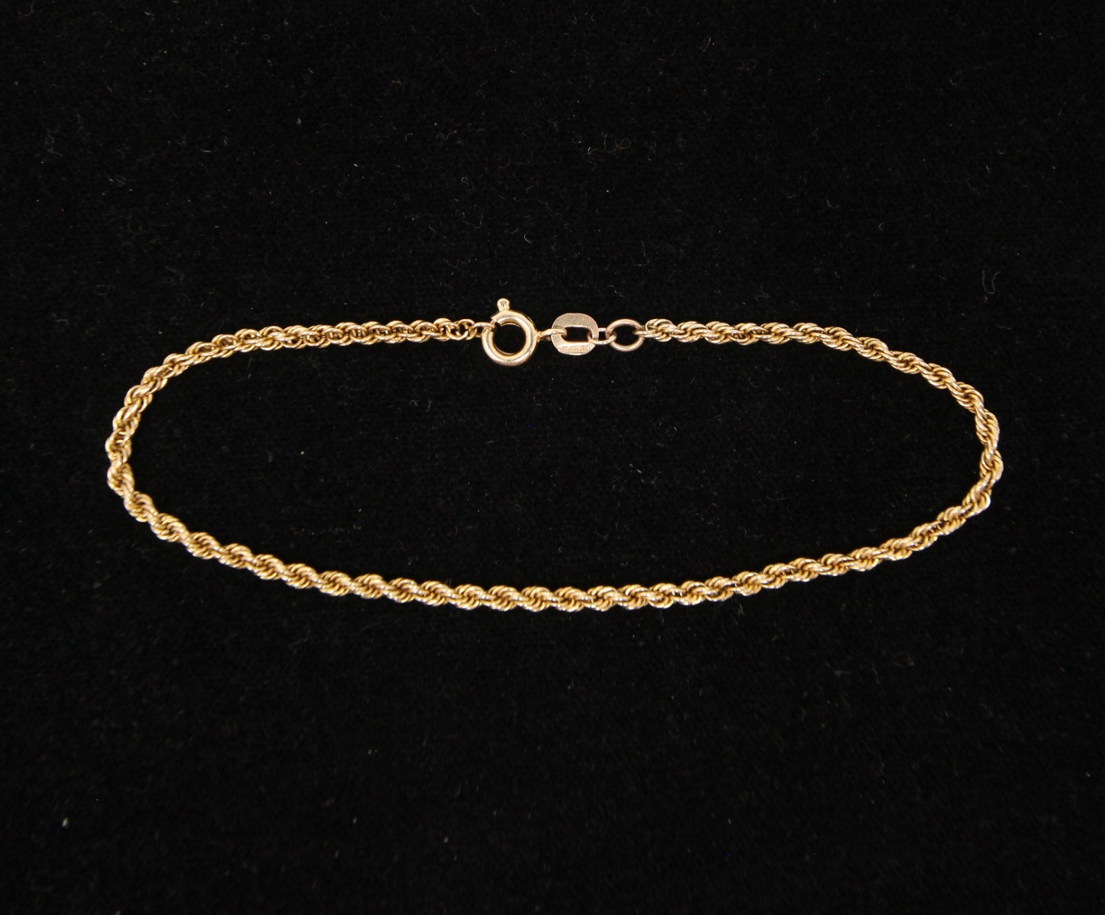 Vintage 1983 Hallmarked Solid 9ct 9k Gold Rope Chain Bracelet 7.5”