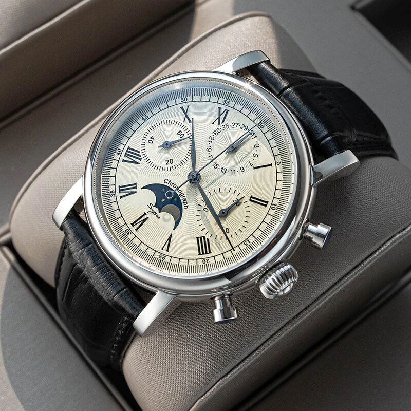 Sugess MoonPhase 29 1/2 Day Chronograph Mechanical Watch Seagull 1963 SUM199S