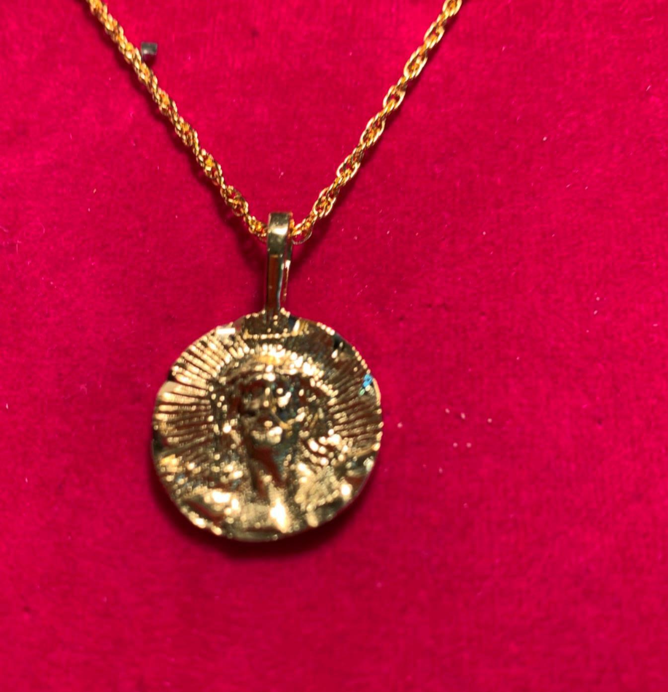 14KT GOLD PLATED JESUS MEDALLION & 16″-30″ 14KT GOLD PLATED ROPE CHAIN-2025