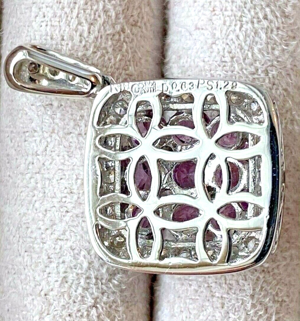Designer GREGG RUTH 18K Gold Pink Sapphire Diamond Necklace Pendant 1.92ct ~$3K+