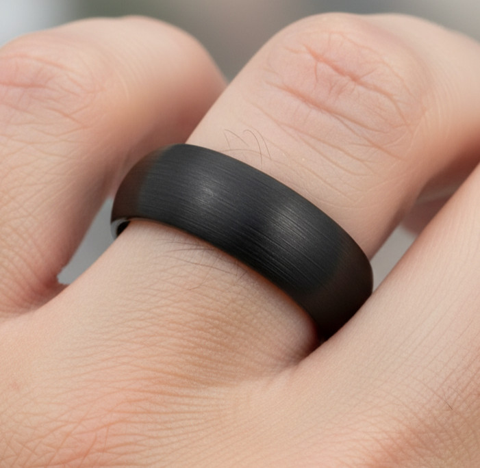 Classic 8mm Black Tungsten Wedding Band – Satin Brushed Matte Comfort Fit Ring