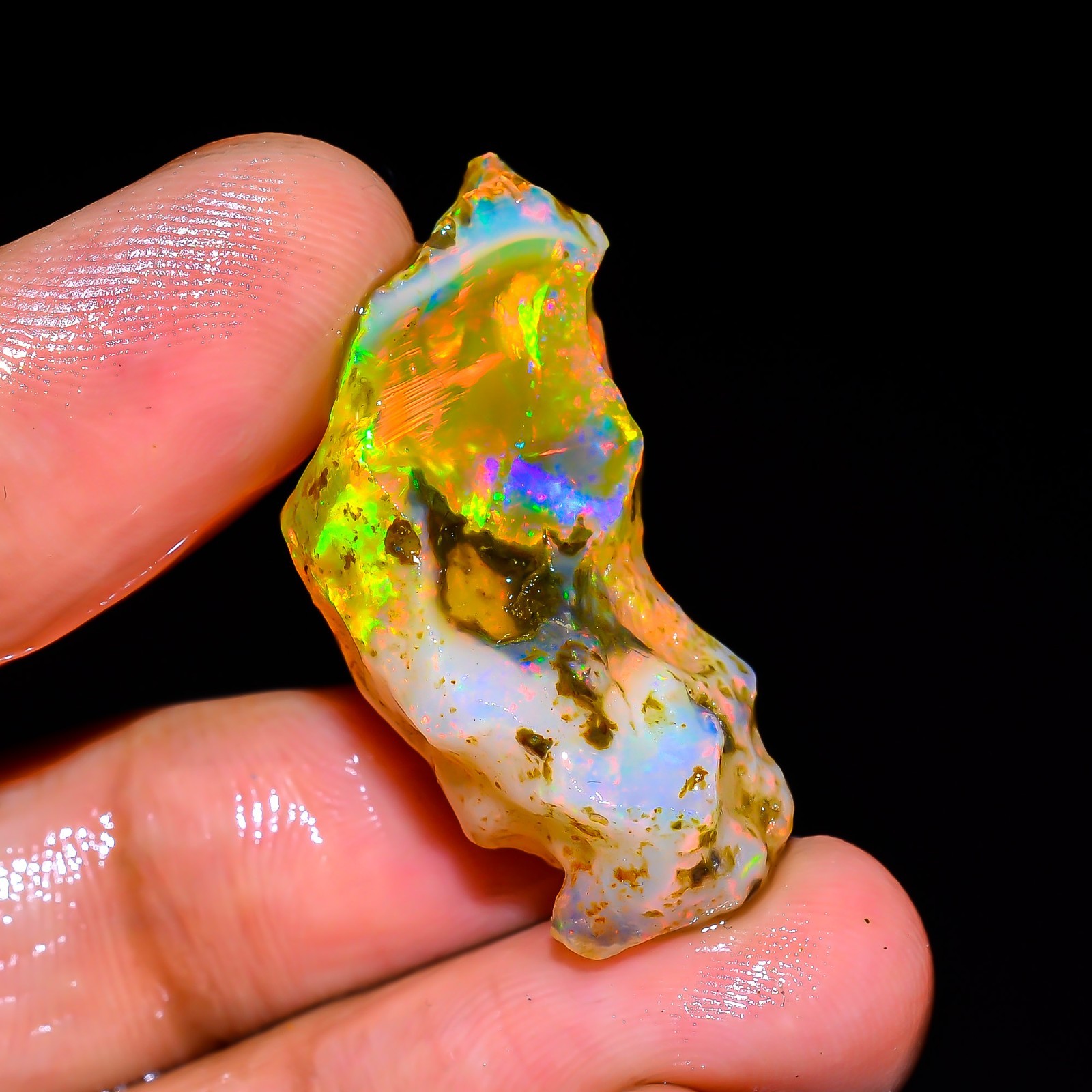 AAA Natural Ethiopian Opal Rough Specimen Welo Fire Crystal Opal Approx 21 Ct.