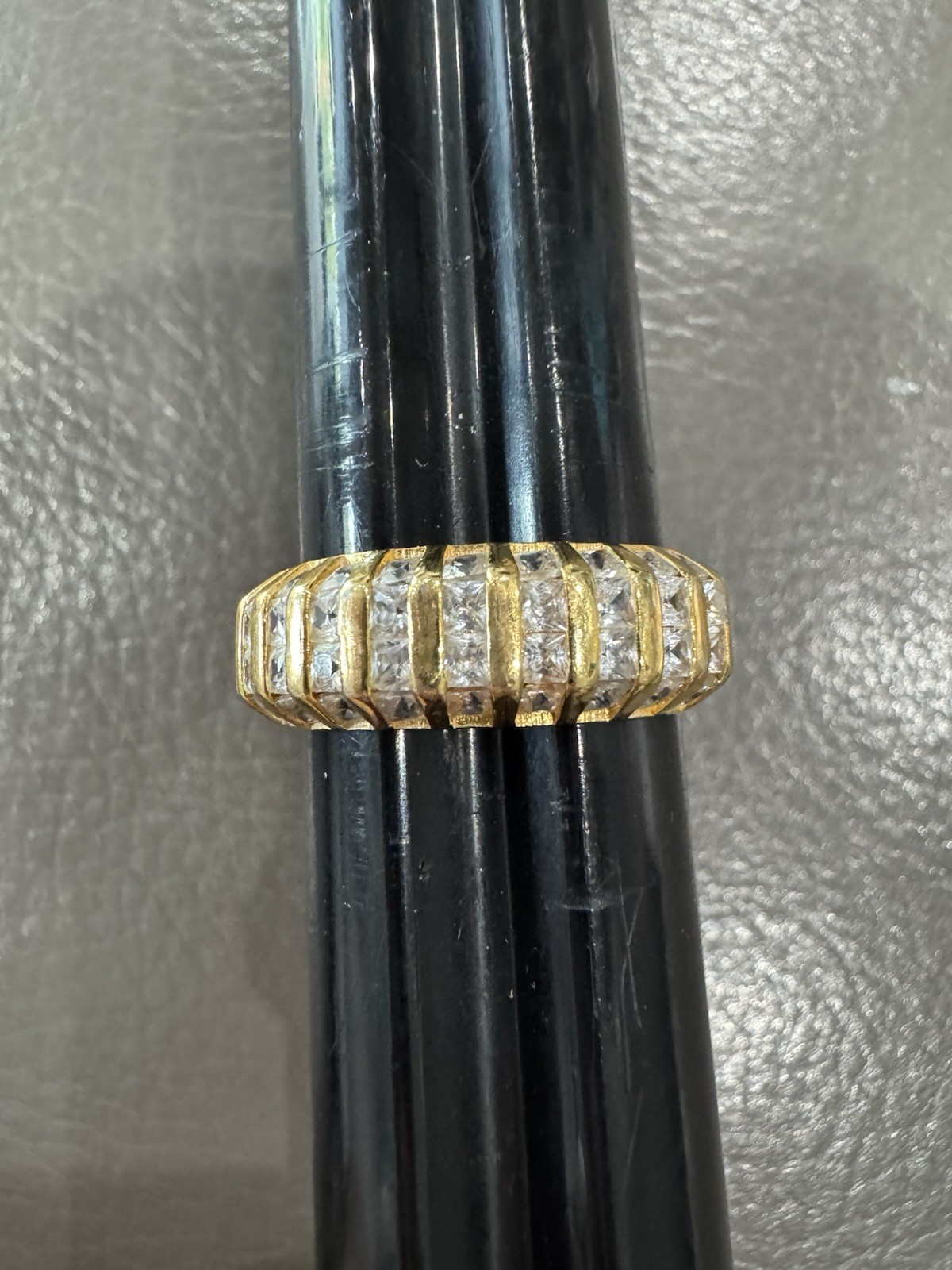 Gold Plated Sterling 925 CZ channel Set PMJ ring band Sz 9 Men’s / Women’s