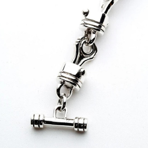 Excellent Solid 935 Argentium Silver Men’s Gorgeous Motorcycle Piston Bracelet