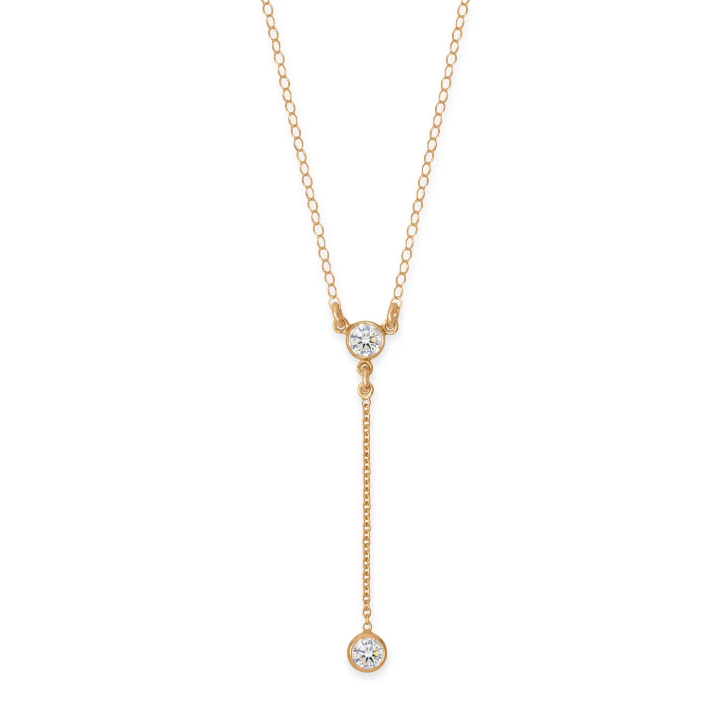 18″ + 2″ 14/20 Gold Filled 4mm CZ Y Drop Necklace