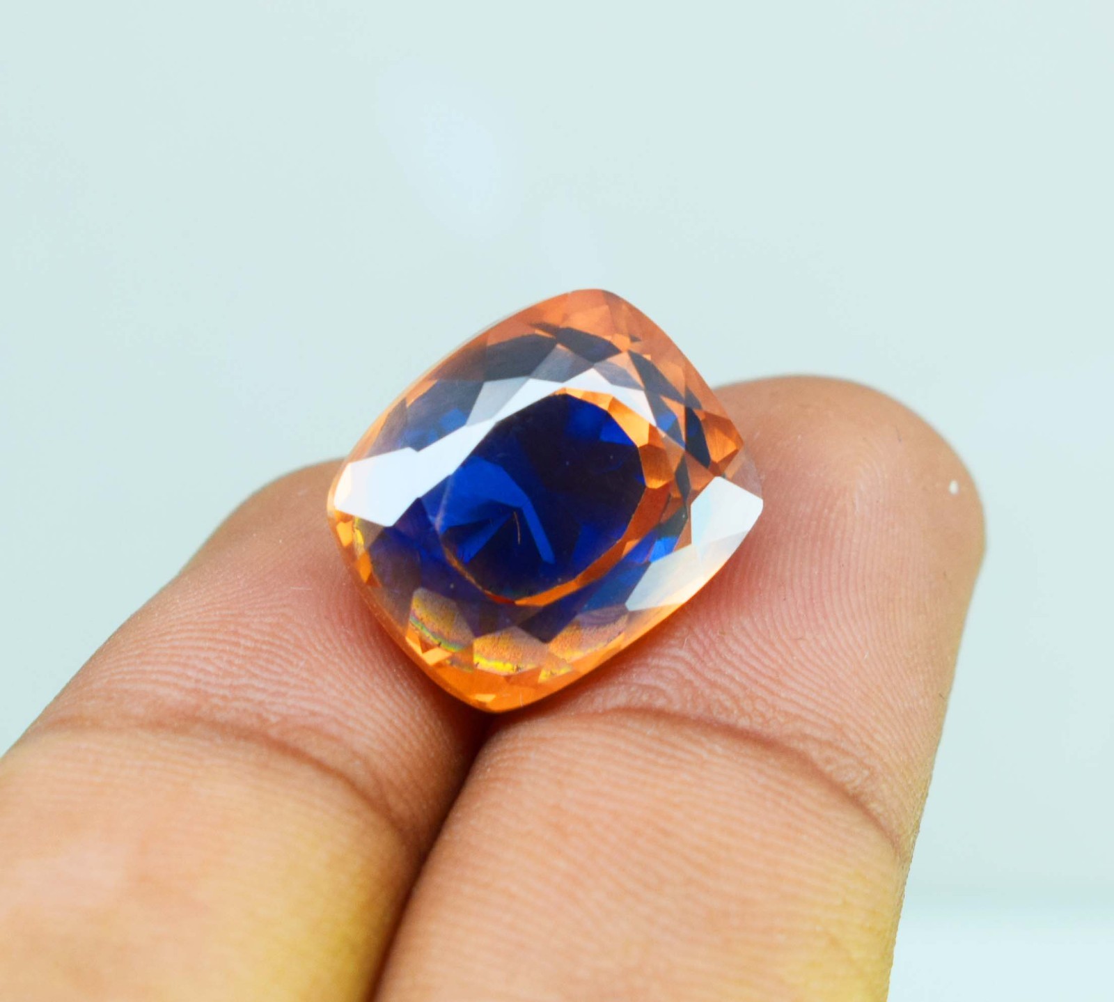 12Ct Natural Pitambari Sapphire Bicolor Gemstone Cushion cut loose Pitambari