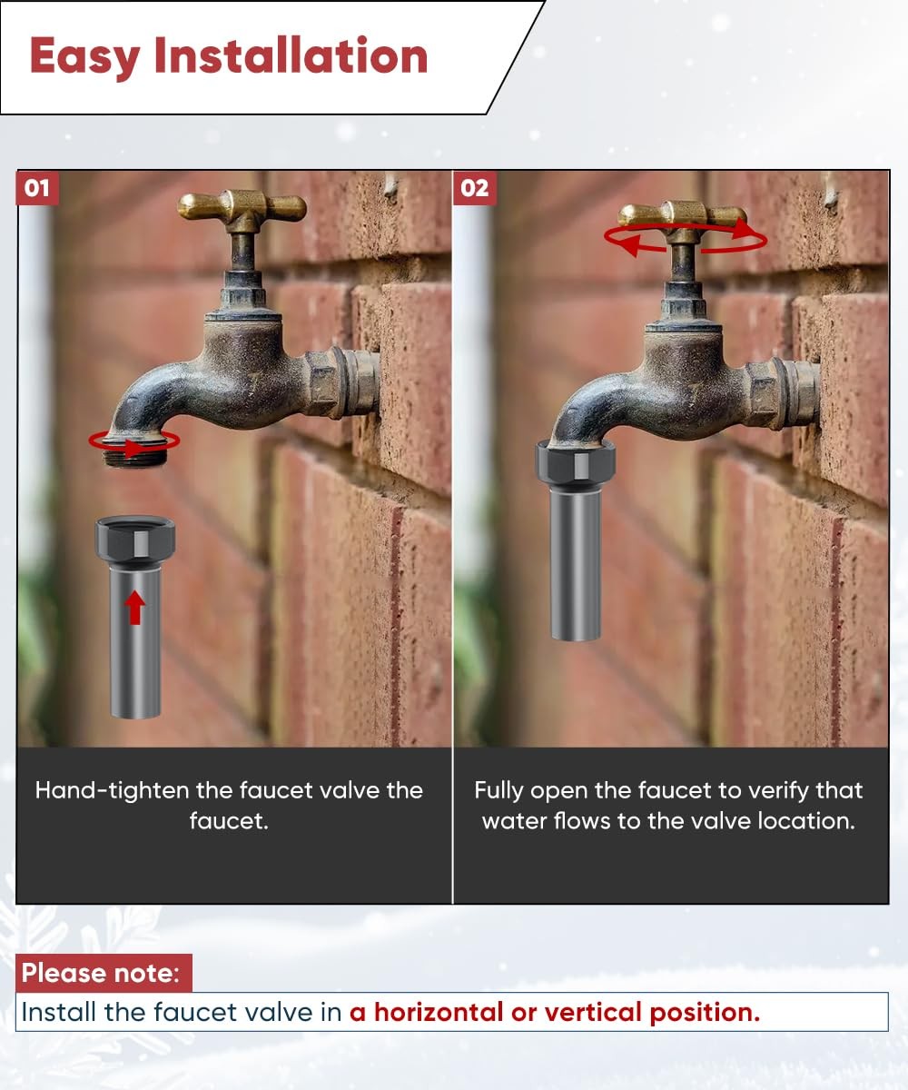 Outdoor Faucet Winter Freeze Protection Valve, Activates at Water Temperature B