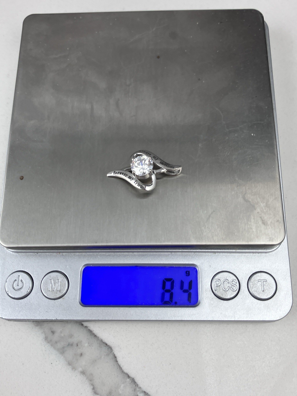 925 Sterling Silver Always My Mother Forever My Friend C Z Slide Pendant