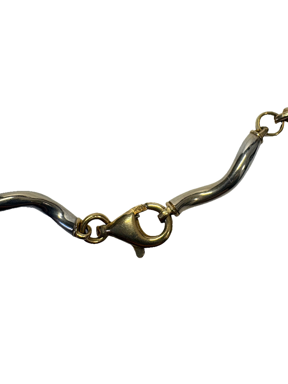 9ct White and Yellow Gold Twist Wave Link Necklace Hallmarked 8.77g