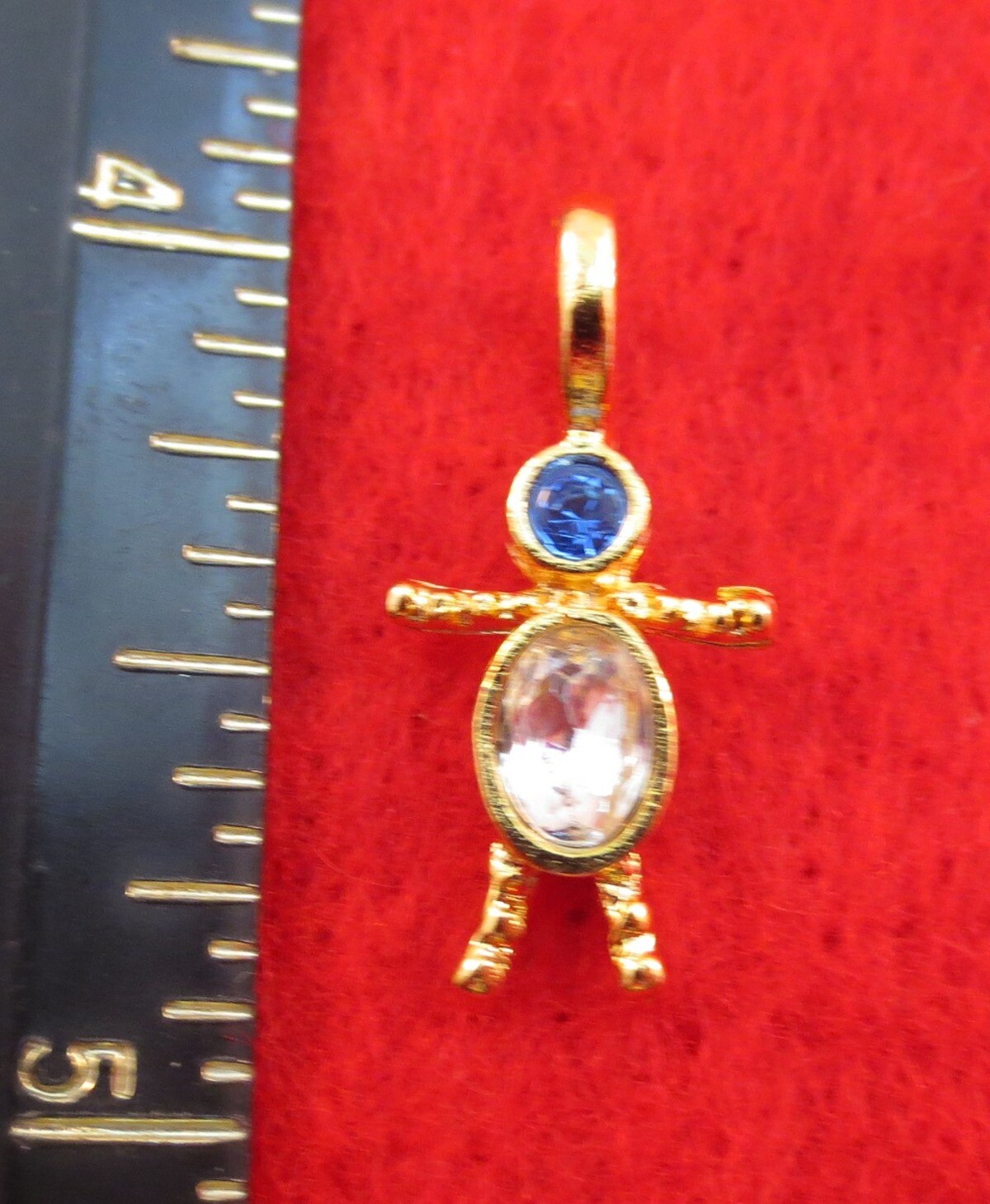 14KT GOLD EP BOY SEPTEMBER BLUE CRYSTAL SMALL BIRTHSTONE KIDS PENDANT CHARM