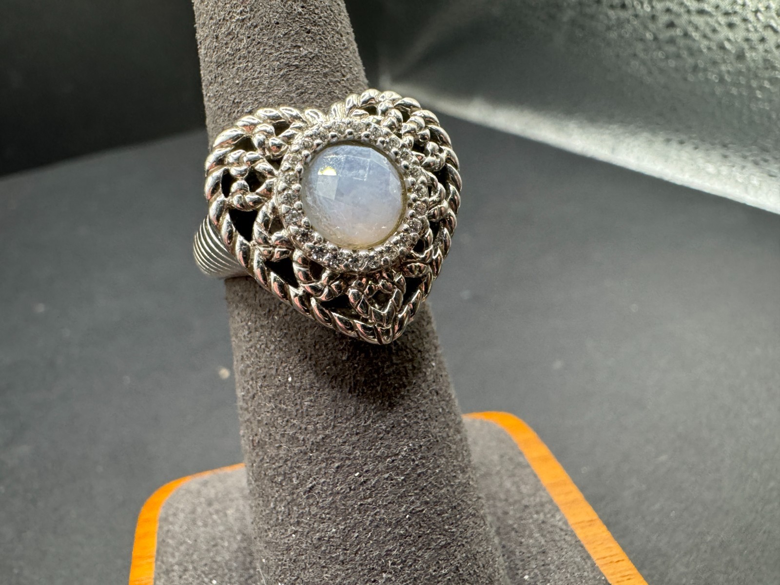 Judith Ripka Lavander Quartz & CZ Heart Shape Ring