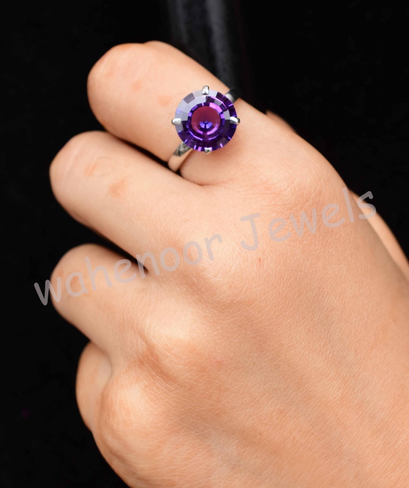 Natural Boysenberry Sapphire Round 925 Sterling Silver Ring Certified For Women