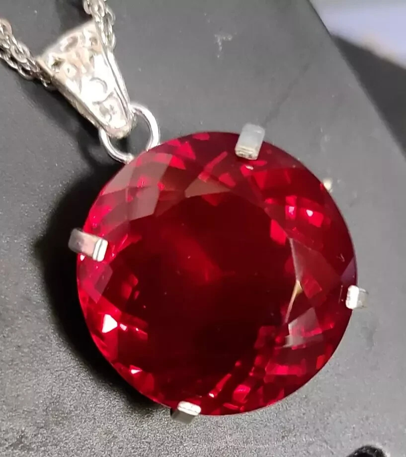 Certified Natural 52.23 Ct Red Red Ruby 925 Solid Silver Pendant Loose Gemstone
