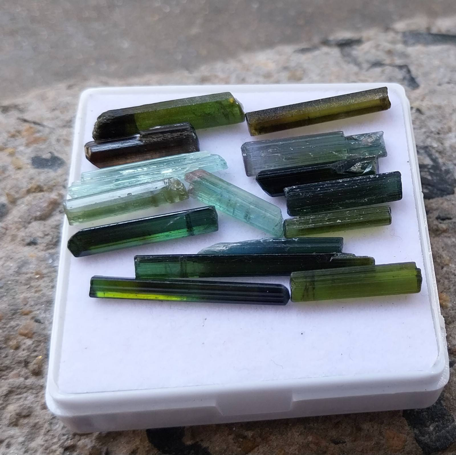 38 Carat 15 to 30 MM Natural Multi Tourmaline Raw Rough Pencil 15 Piece Lot