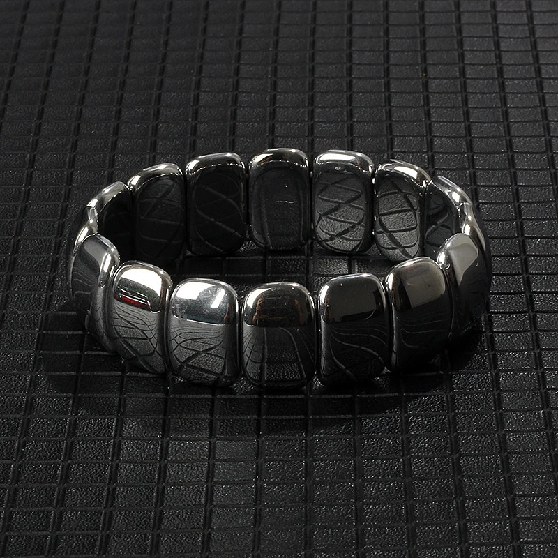 Arrow Hematite Bracelet Beaded Stretch Classic Round Stone Style Men Jewelry