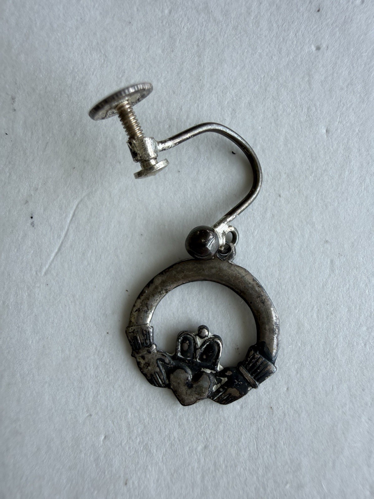 Vintage J.O’N Eire Irish Claddagh 925 Silver Screw Back Earrings Celtic Ireland