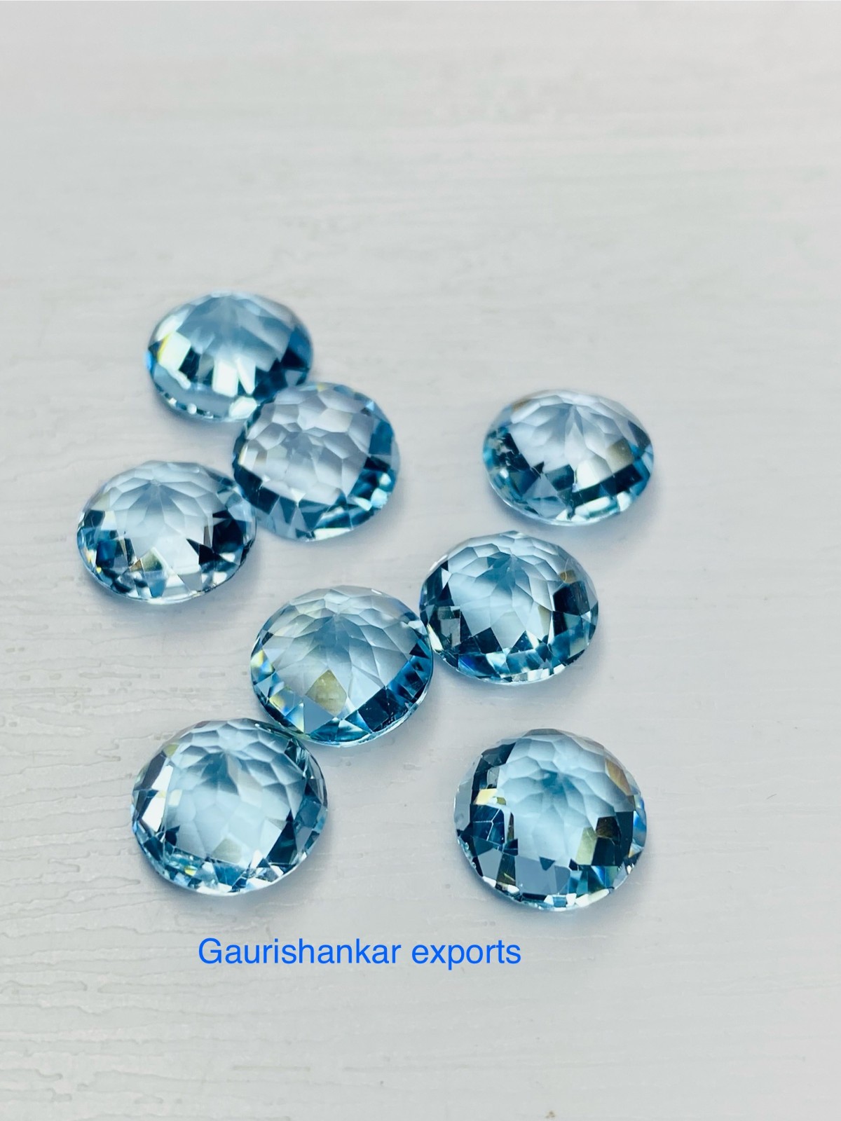 Blue Topaz Faceted Round Checkerboard Cut Loose Gemstone 6×6 MM TO 11×11 MM DG